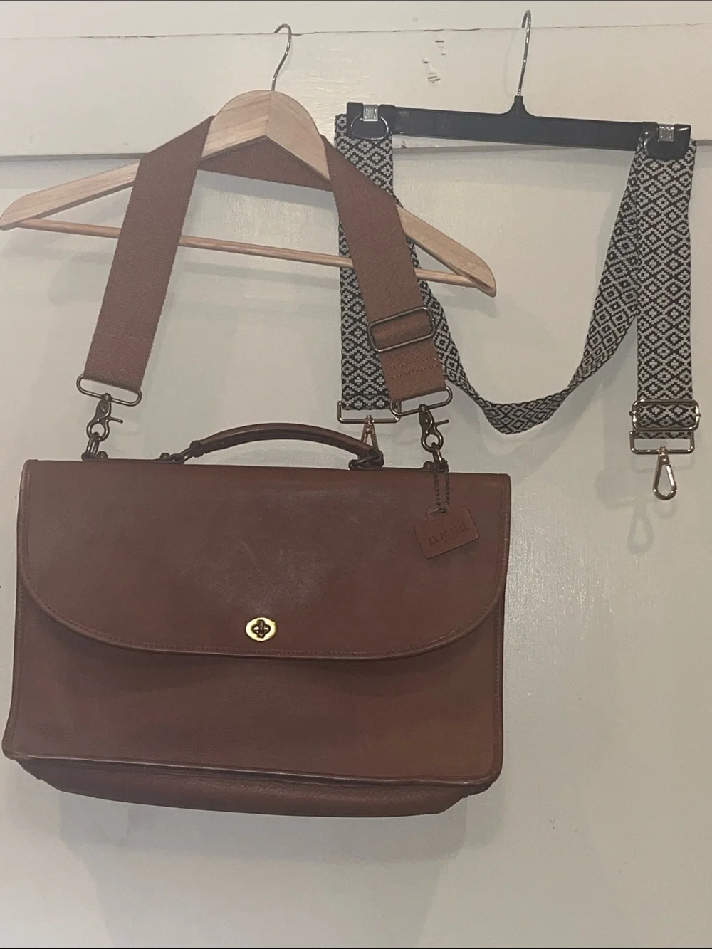 Schlesinger’s Brown Leather Briefcase w/ interchangeable & Detachable Strap